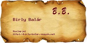 Birly Balár névjegykártya