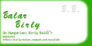 balar birly business card